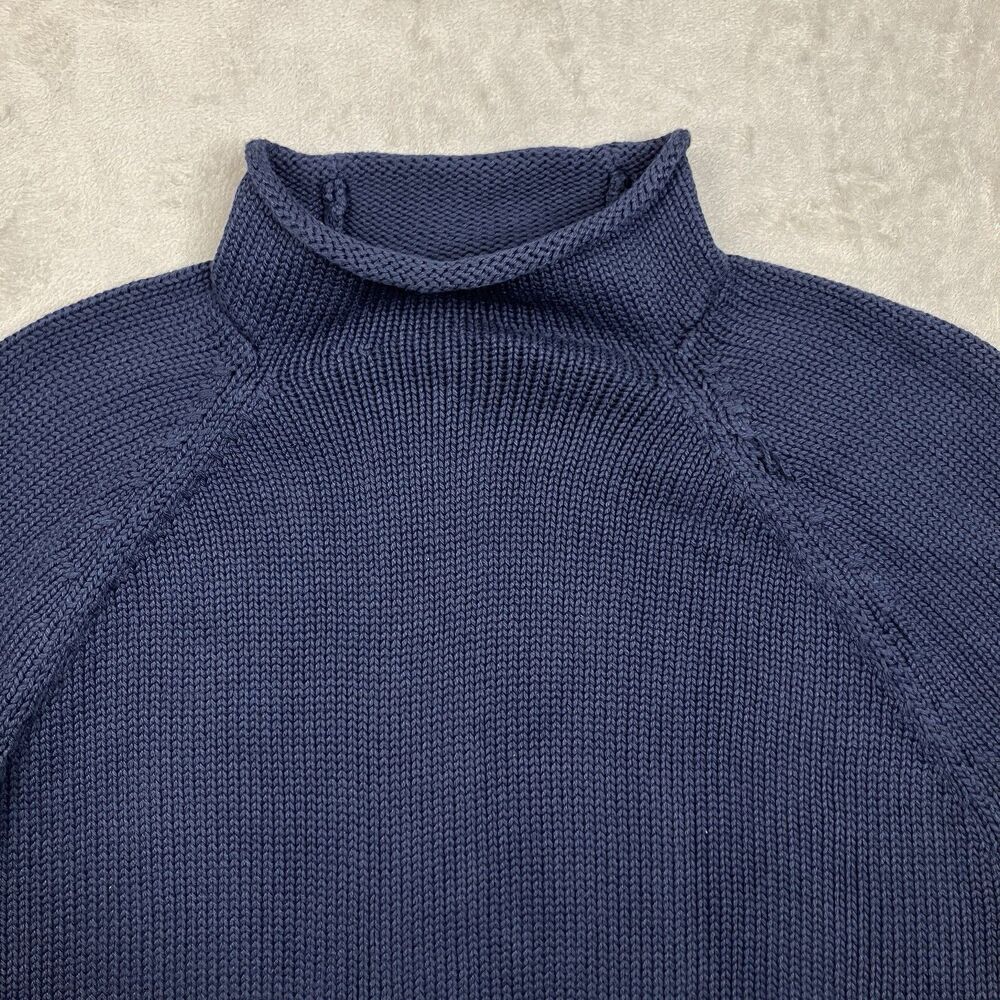 J Crew 1988 Rollneck Sweater Mens L Blue Cotton Cozy Preppy BW186 Needs Repair - Picture 2 of 12